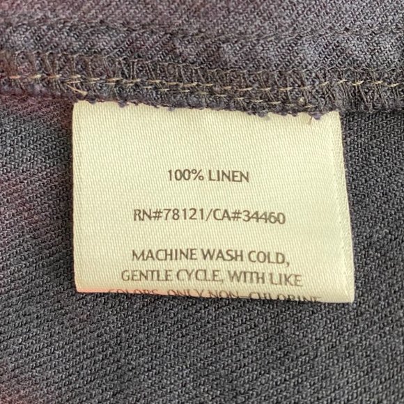 Eileen Fisher Linen Collared Button Up Top Blue Size XS - Picture 8 of 8